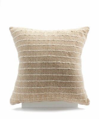 18" Sq Beige and Natural Striped Decorative Pillow