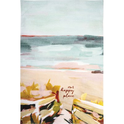 28" Our Happy Place Beach Path Kitchen Towel