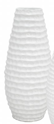 18" White Textured Ceramic Vase