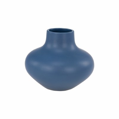 8" Dark Blue Ceramic Vase
