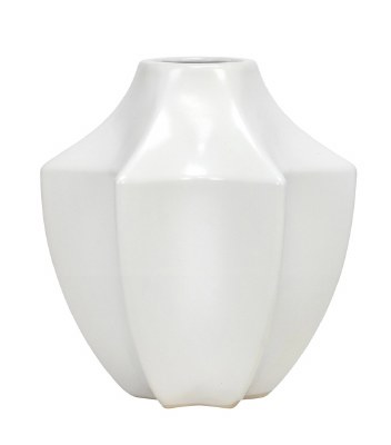 7" White Geometric Ceramic Vase