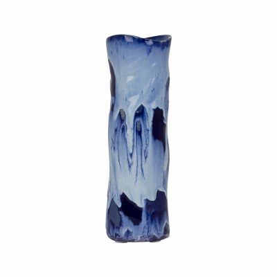 Small Dark Blue Ceramic Cylinder Vase