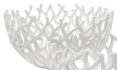 12" Round White Ceramic Coral Bowl