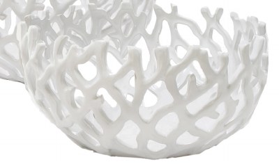 Small Round White Ceramic Coral Bowl