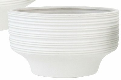 Small White Ribbed Ceramic Bowl