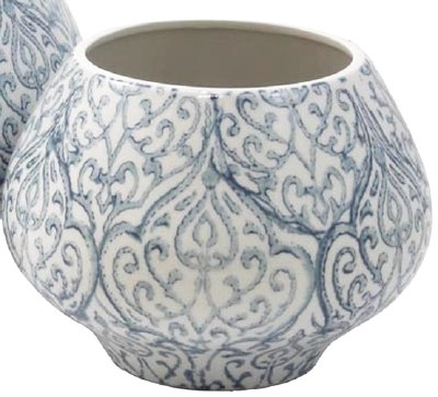 Small Blue and White Scroll Pattern Ceramic Pot