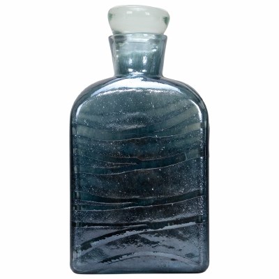 Small Dark Blue Rectangle Bottle with Glass Top
