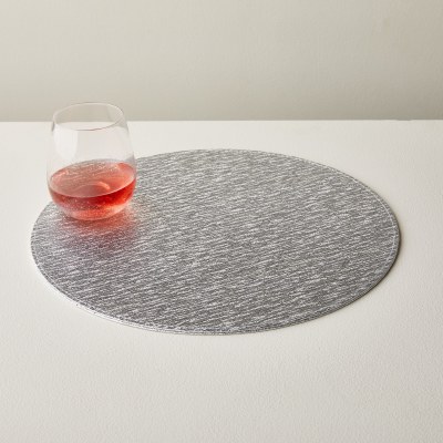 15" Round Silver Textured Placemat