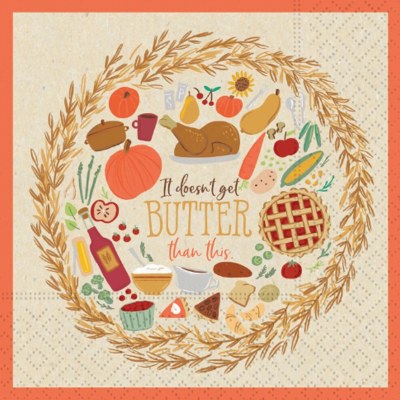 5" x 5" It Doesn't Get Butter Than This Fall Thanksgiving Beverage Napkin Fall and Thanksgiving