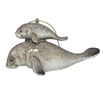 5" Manatee Witha Baby Ornament