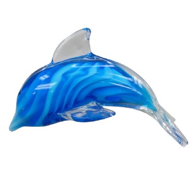4" Blue Swirl Glass Dolphin Figurine