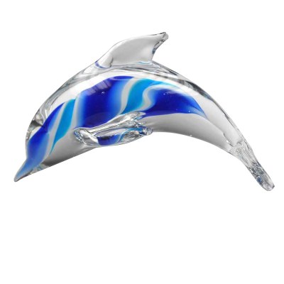 5.5" Blue Glass Dolphin Figurine