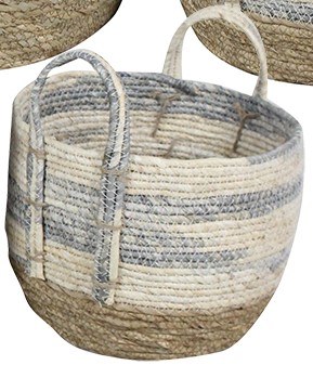 Small Stripped Wicker Basket With Handles