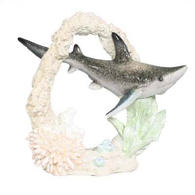 6" Resin Shark in a Coral Arch Figurine