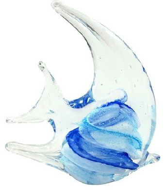 5" Blue Swirl Glass Angel Fish