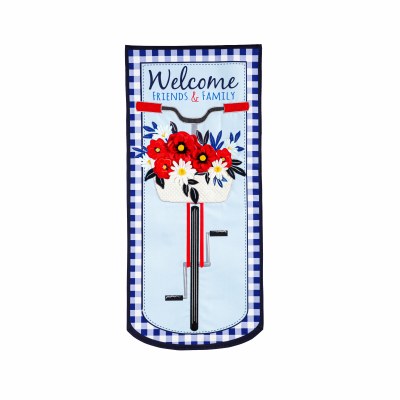 12.5" x 27.5" Mini Extra Long Red White Blue Welcome Friends & Family Bike Garden Flag