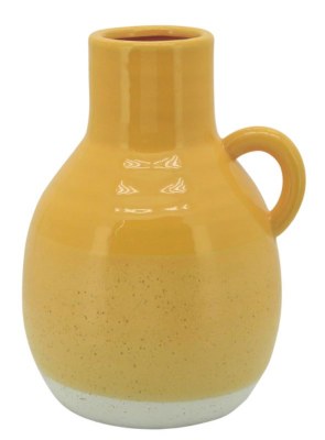 10" Yellow Ceramic Vase With Handles