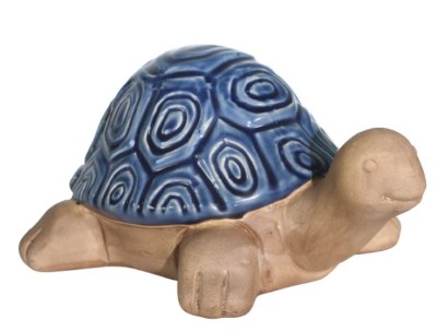 10" Navy Ceramic Turtle Statue