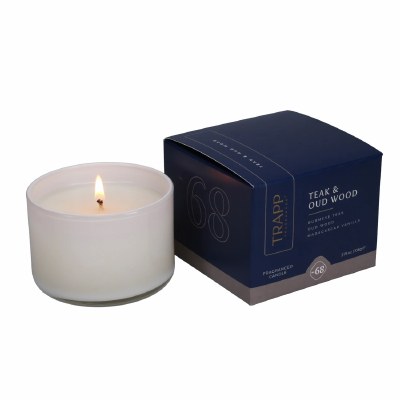 3.75 oz Teak and Oudwood Fragrance Glass Candle