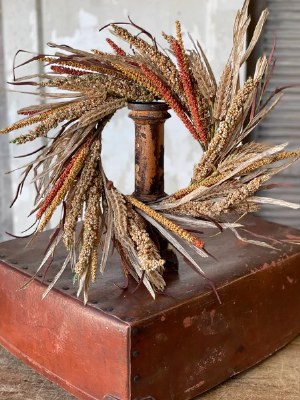 6.5" Opening Faux Fall Spike Candle Ring Fall and Thanksgiving Decoration