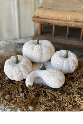 Box of 5 Faux White Pumpkins and Gourds Fall and Thanksgiving Decoration