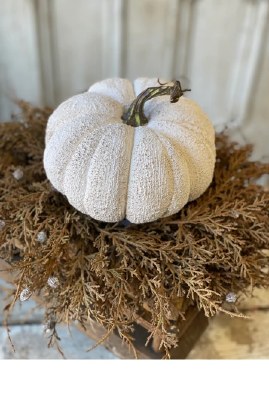 6.5" Faux Textured White Pumpkin Fall and Thanksgiving Decoration