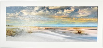 21" x 45" Sun Spot on the Beach Gel Textured Coastal Print Frame in White Frame