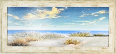 21" x 45" Beach Grass Gel Textured Coastal Print in Gray Frame