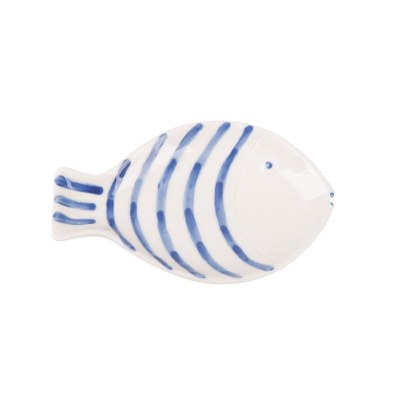 6"Blue and White Stripe Fish Plate