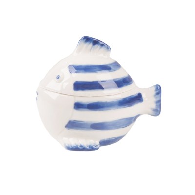 4" Blue and White Stripe Fish Jar