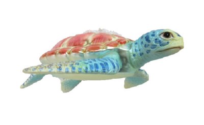 5" Coral and Blue Sea Turtle Ornament