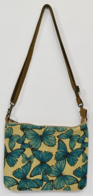 8" x 10" Multi Blue Butterfly Sling Purse