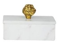 4" x 6" White Marble Box With a Gold Knob on Top