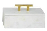 8" x 4" White Marble Box With a Gold Handle