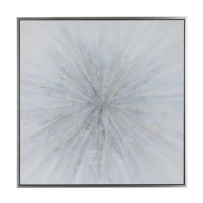 47" Sq Blue and Gold Starburst Canvas in a Metallic Gold Frame