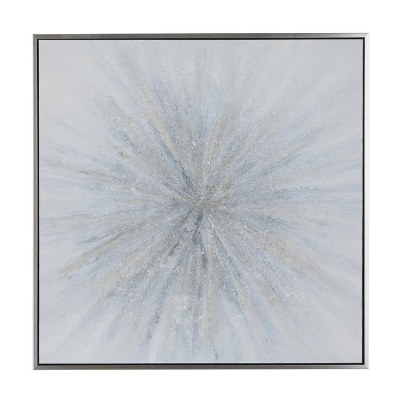 47" Sq Blue and Gold Starburst Canvas in a Metallic Gold Frame