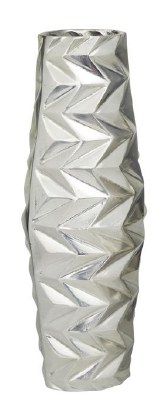 20" Silver Metal Textured Vase