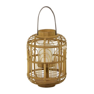 15" Natural Bamboo Lantern With a Glass Insert