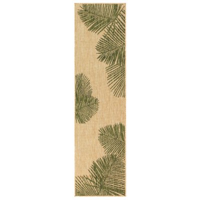 1.11' x 4.11' Green Palm Floor Runner