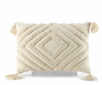 14" x 20" Cream Diamond Pattern Decorative Pillow