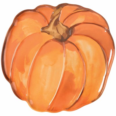 14" Orange Melamine Pumpkin Platter Fall and Thanksgiving
