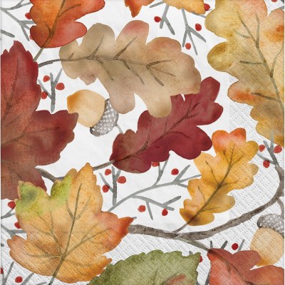 5" Square Fall Leaves Beverage Napkin Fall and Thanksgiving