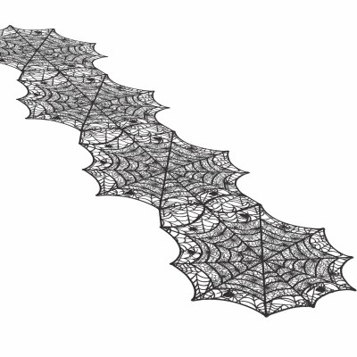 54" Black Spider Web Table Runner Halloween Decoration