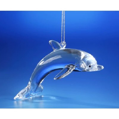 2" Clear Acrylic Dolphin Ornament