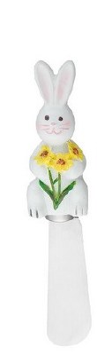 5" Bunny Holding a Yellow Flower Spreader