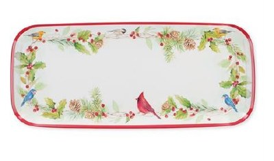 15" Rectangle Winter Birds Tray