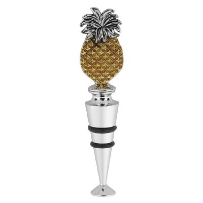 5" Silver and Amber Pineapple Bottle Stopper