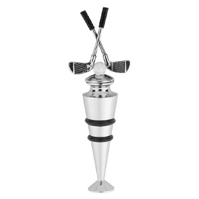 4" Silver and Black Golf Clubs Bottle Stopper