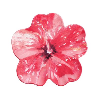 8" Red Hibiscus Shape Plate