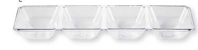 5" x 16" Clear Four Compartment Plastic Tray